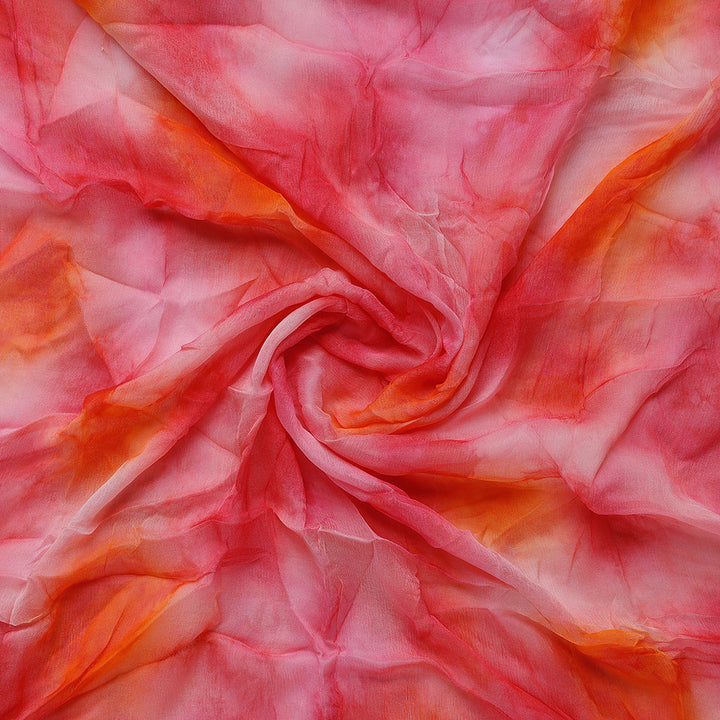 Morden Spotted Pink & Orange Digital Printed Fabric - Pure Chiffon