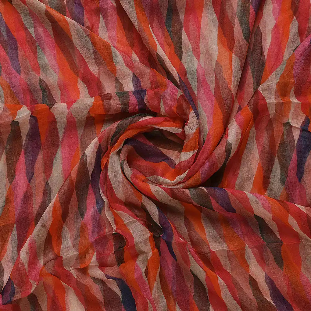 Multicolour Scales Repeat Digital Printed Fabric - Pure Chiffon – pch 0 ta08262p 96 b