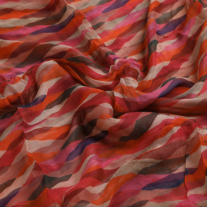 Multicolour Scales Repeat Digital Printed Fabric - Pure Chiffon