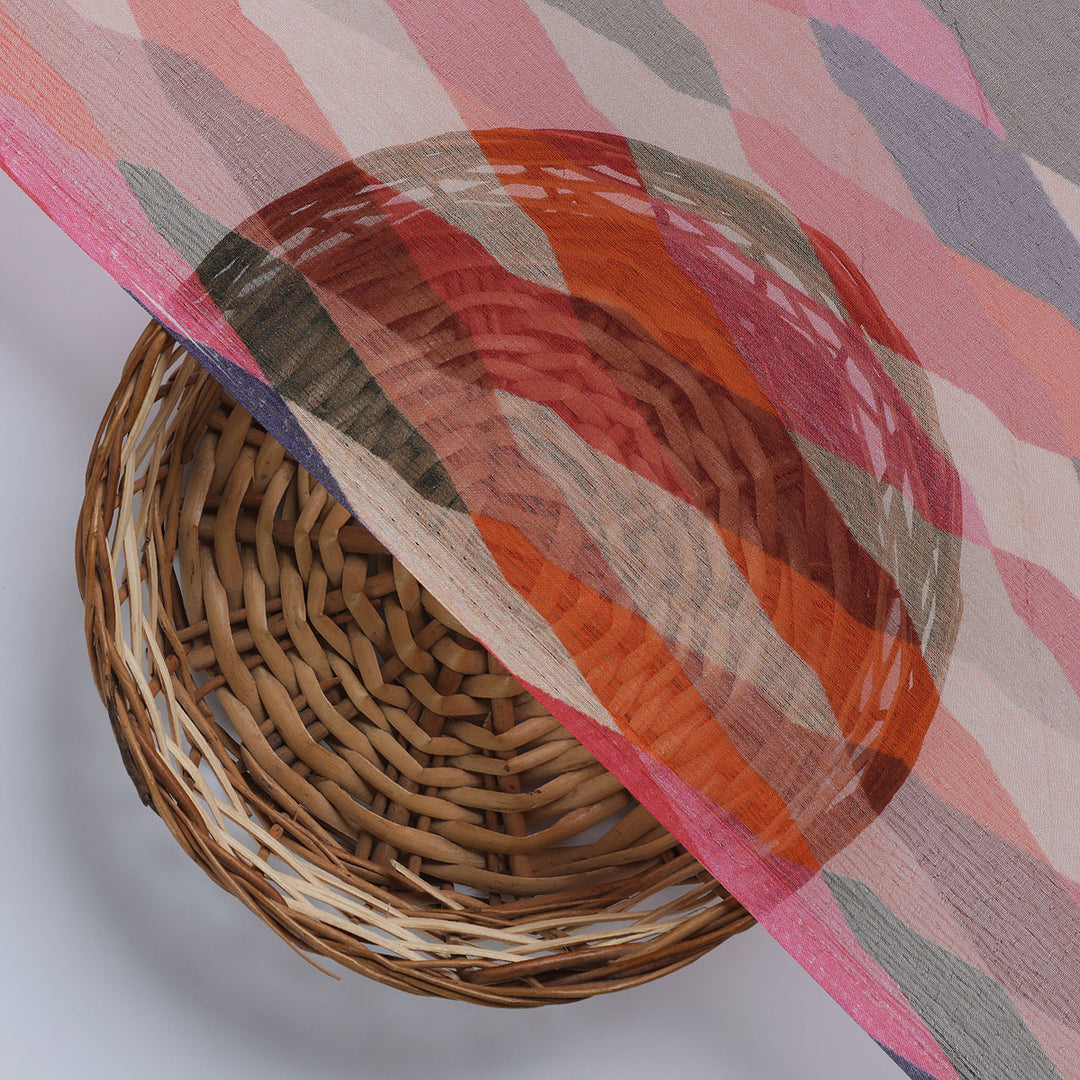 Multicolour Scales Repeat Digital Printed Fabric - Pure Chiffon