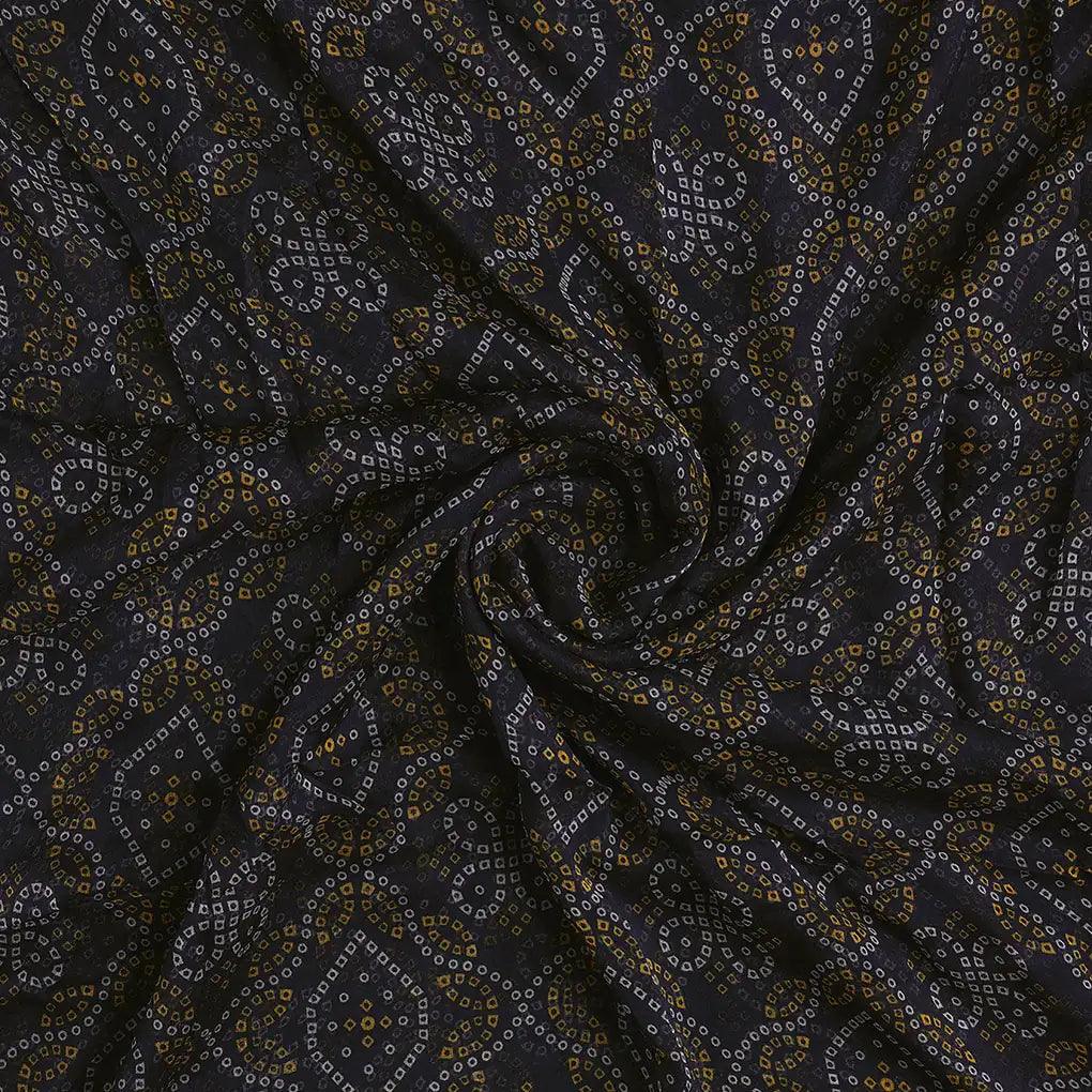 Tiny Yellow And White Doted Digital Printed Fabric - Pure Chiffon – pch 0 ta08713p2 96 b
