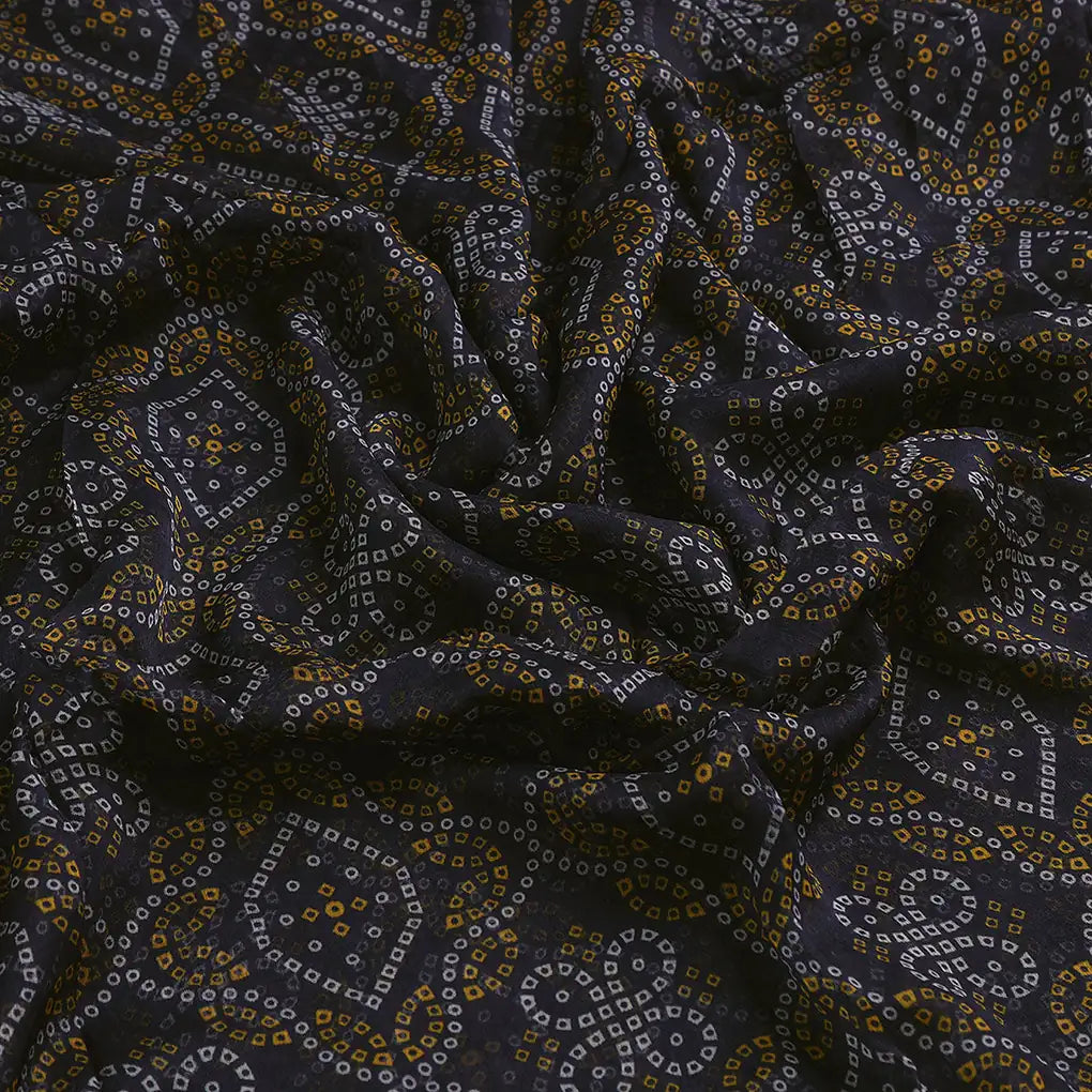 Tiny Yellow And White Doted Digital Printed Fabric - Pure Chiffon – pch 0 ta08713p2 96 c