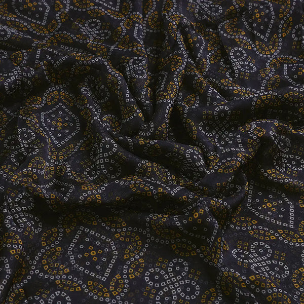 Tiny Yellow And White Doted Digital Printed Fabric - Pure Chiffon – pch 0 ta08713p2 96 c