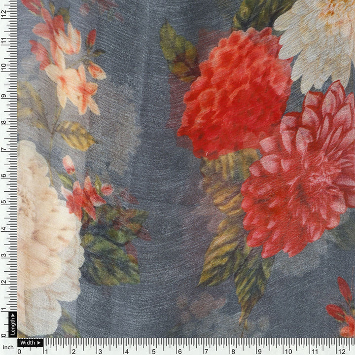 Floral Chiffon Digital Printed Fabric by FAB VOGUE Studio
