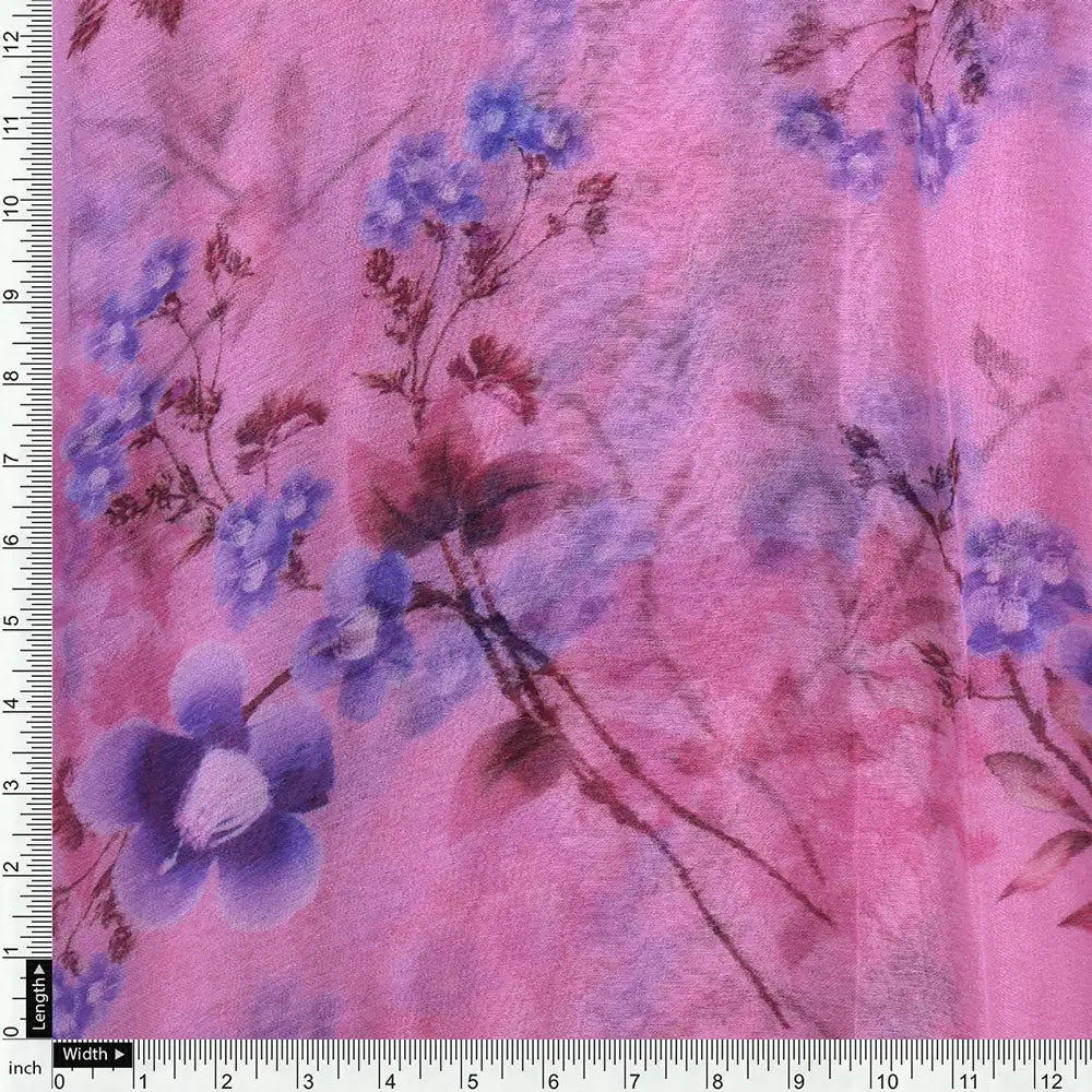 Classy Pink Floral Pure Chiffon Digital Printed Fabric – pch 0 ta09678p3 96 d