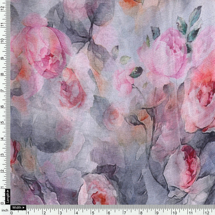 Floral digital printed pure chiffon fabric from FAB VOGUE Studio