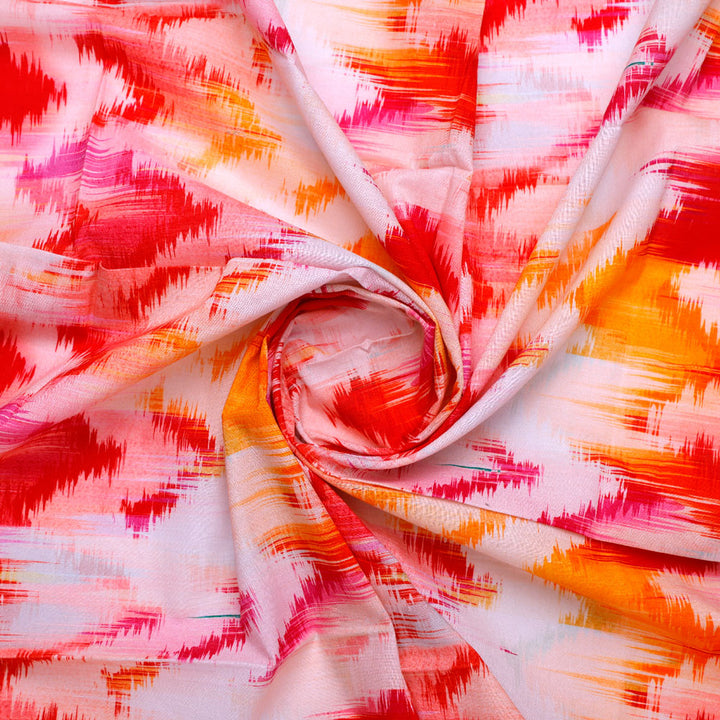 Classy Multicolor Damask Zigzag Pure Cotton Digital Printed Fabric