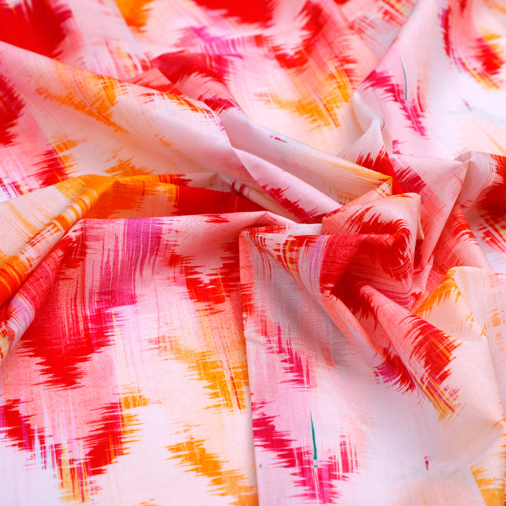 Classy Multicolor Damask Zigzag Pure Cotton Digital Printed Fabric