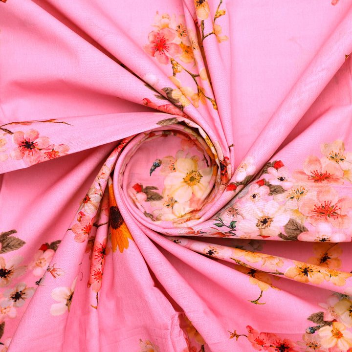 FAB VOGUE Studio - Classy Pink Ditsy Digital Printed Fabric