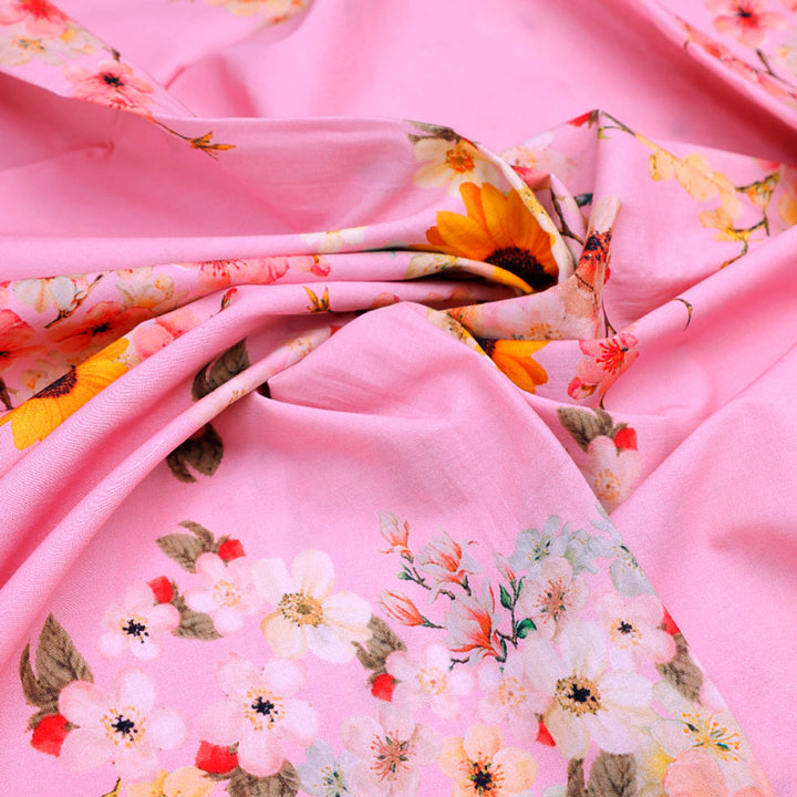 FAB VOGUE Studio - Classy Pink Ditsy Digital Printed Fabric