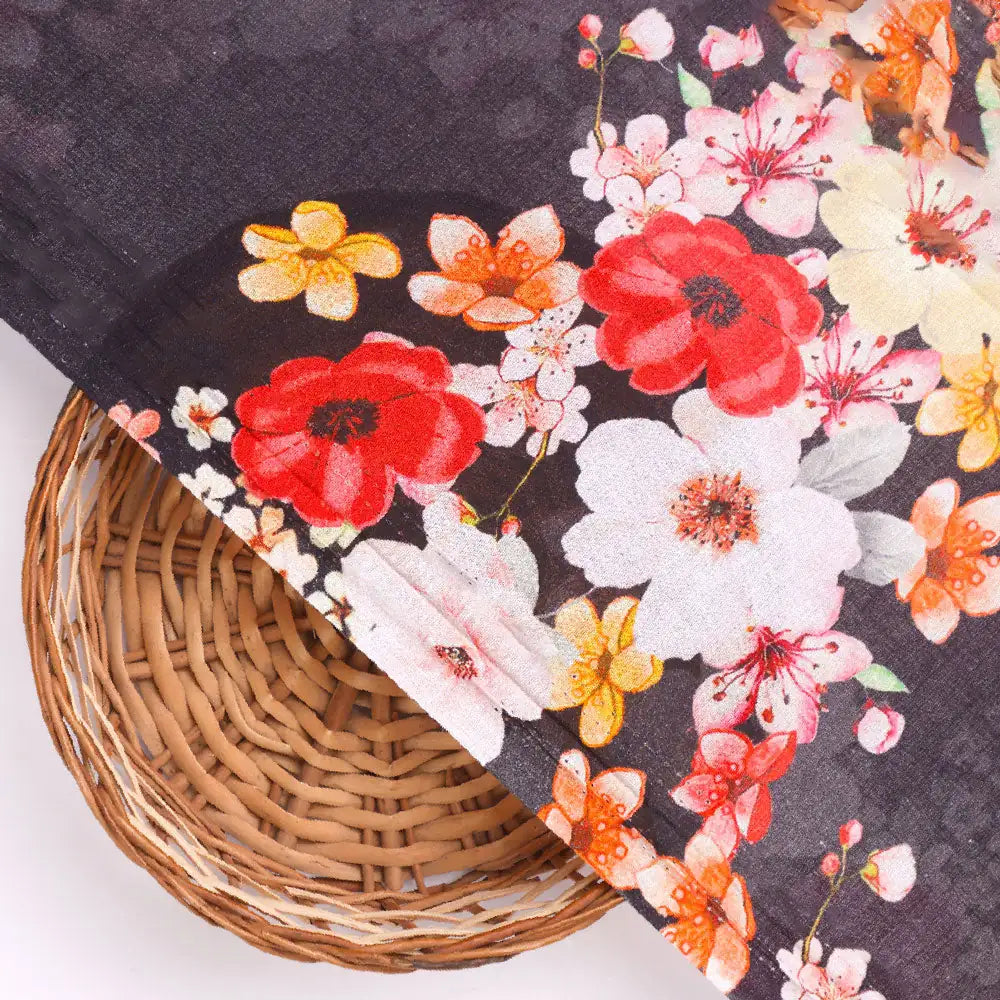 FAB VOGUE Studio's Black Floral Digital Printed Fabric – pco 0 0ta7198 108 b