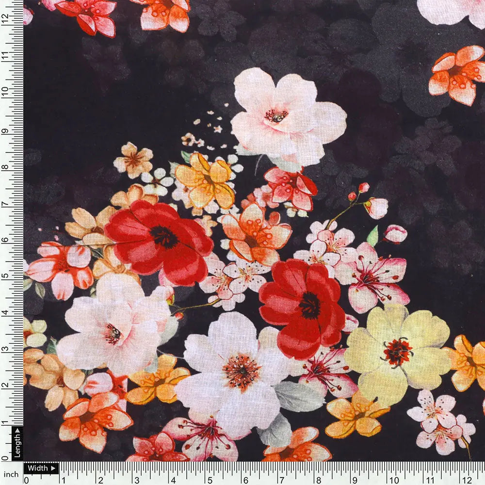 FAB VOGUE Studio's Black Floral Digital Printed Fabric – pco 0 0ta7198 108 d