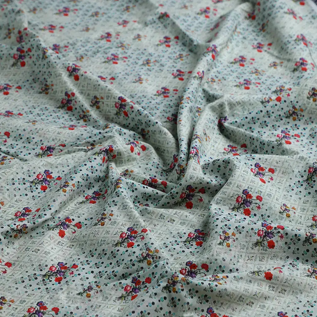 Sky Blue Flower Pure Cotton Printed Fabric Material – pco 0 ma013949 108a