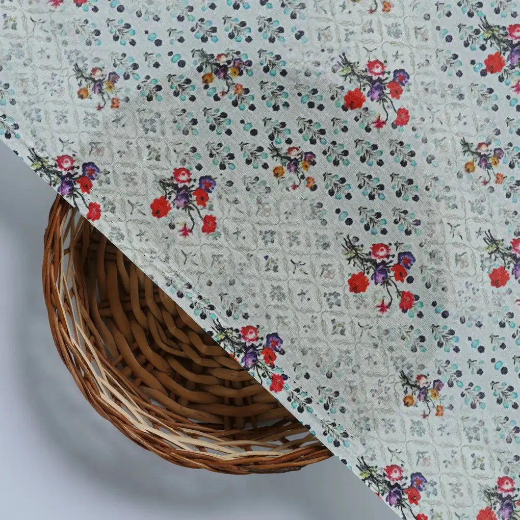 Sky Blue Flower Pure Cotton Printed Fabric Material – pco 0 ma013949 108b