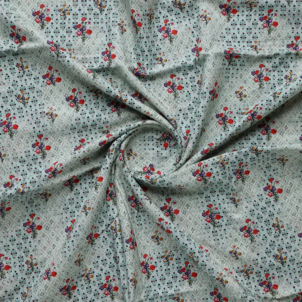 Sky Blue Flower Pure Cotton Printed Fabric Material – pco 0 ma013949 108d