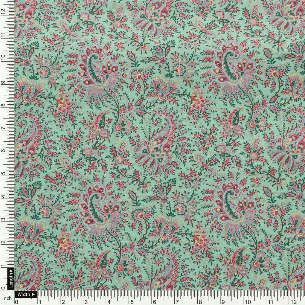 Tiny Western Leaves With Flower Digital Printed Fabric - Pure Cotton – pco 0 ma015574 108 acopy