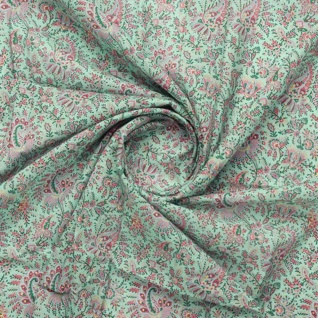Tiny Western Leaves With Flower Digital Printed Fabric - Pure Cotton – pco 0 ma015574 108 bcopy