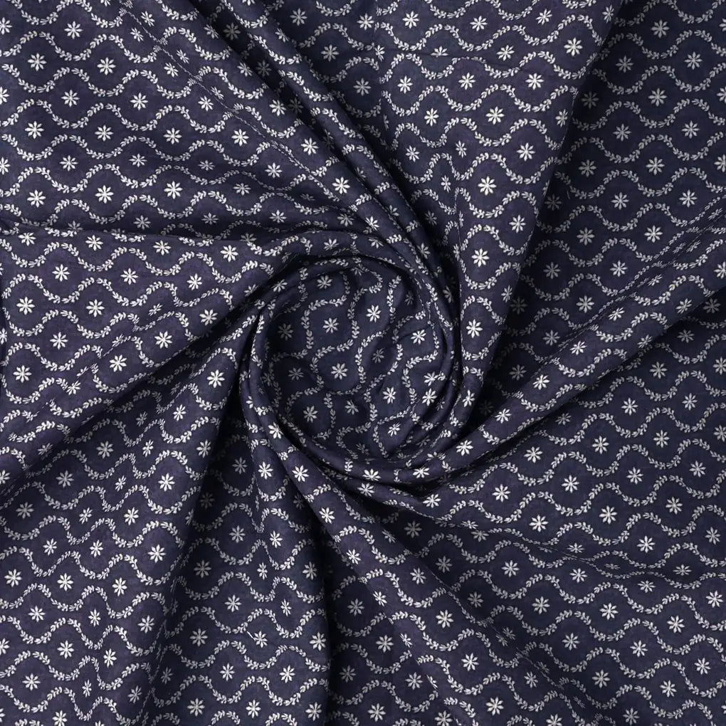 Attractive Tiny Blue Star Ogee Digital Printed Fabric - Pure Cotton – pco 0 ma0205 108 bcopy
