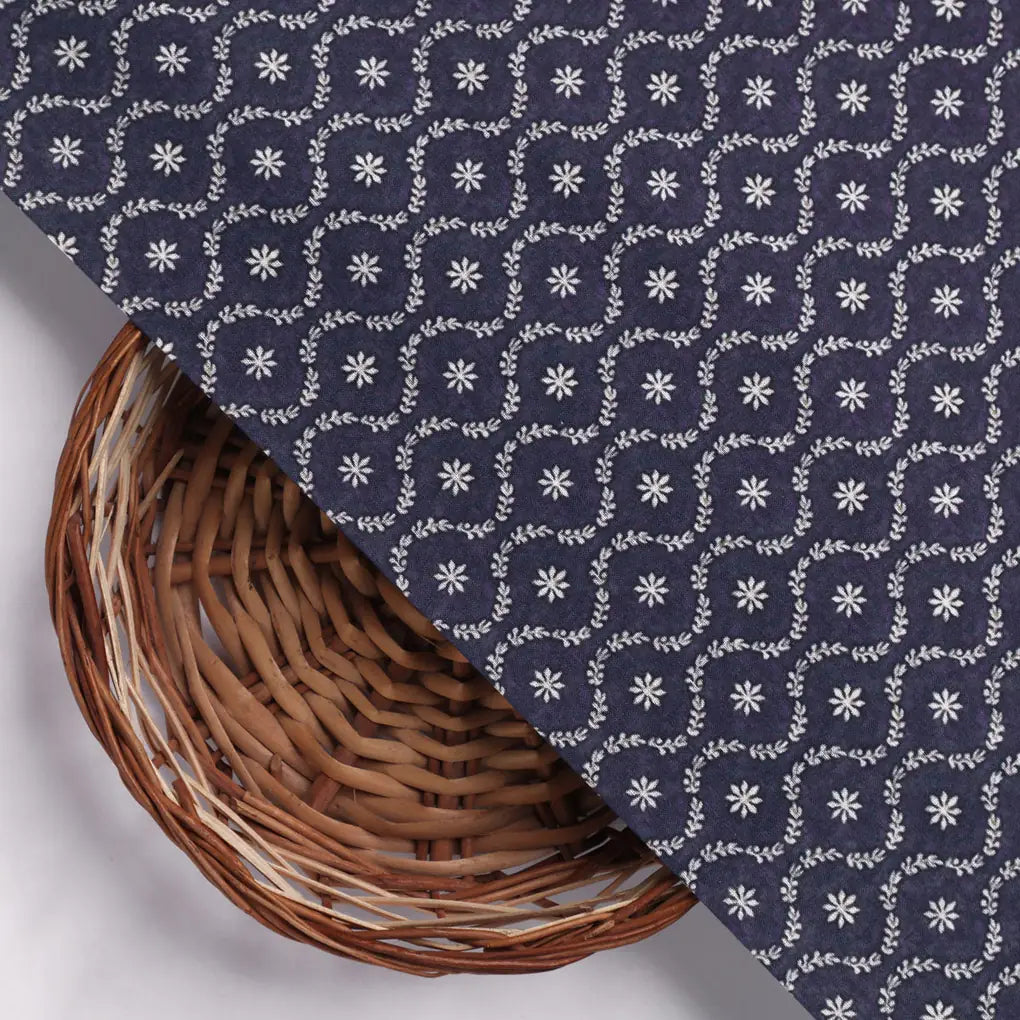 Attractive Tiny Blue Star Ogee Digital Printed Fabric - Pure Cotton – pco 0 ma0205 108 dcopy