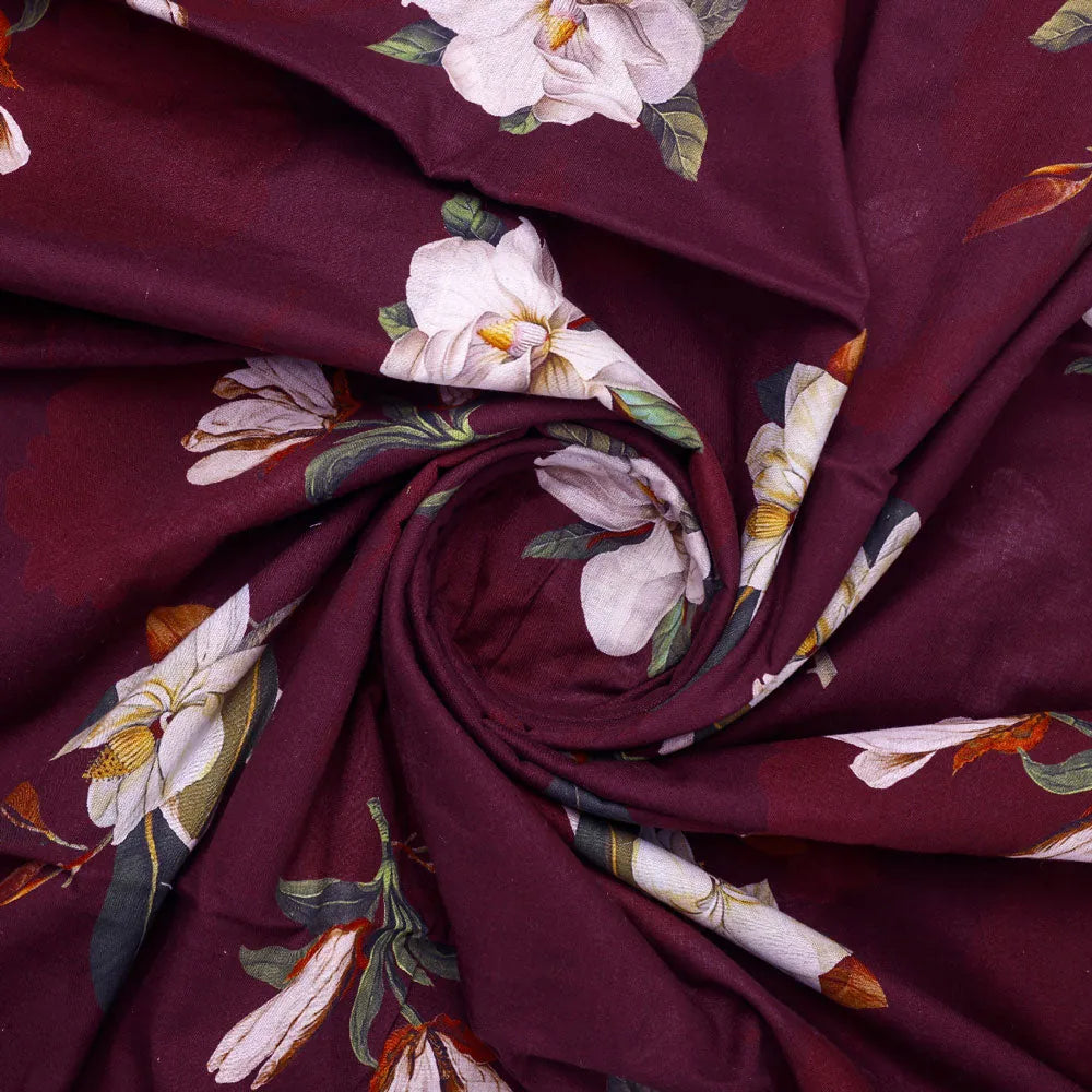 Floral Digital Printed Fabric in Brown - FAB VOGUE Studio – pco 0 ma05154 108 a