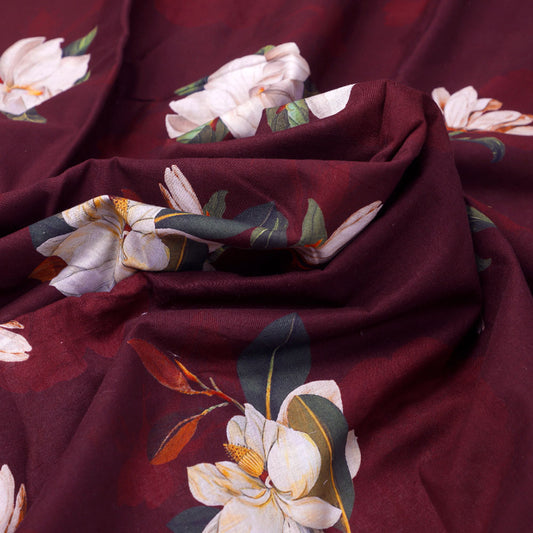 Floral Digital Printed Fabric in Brown - FAB VOGUE Studio