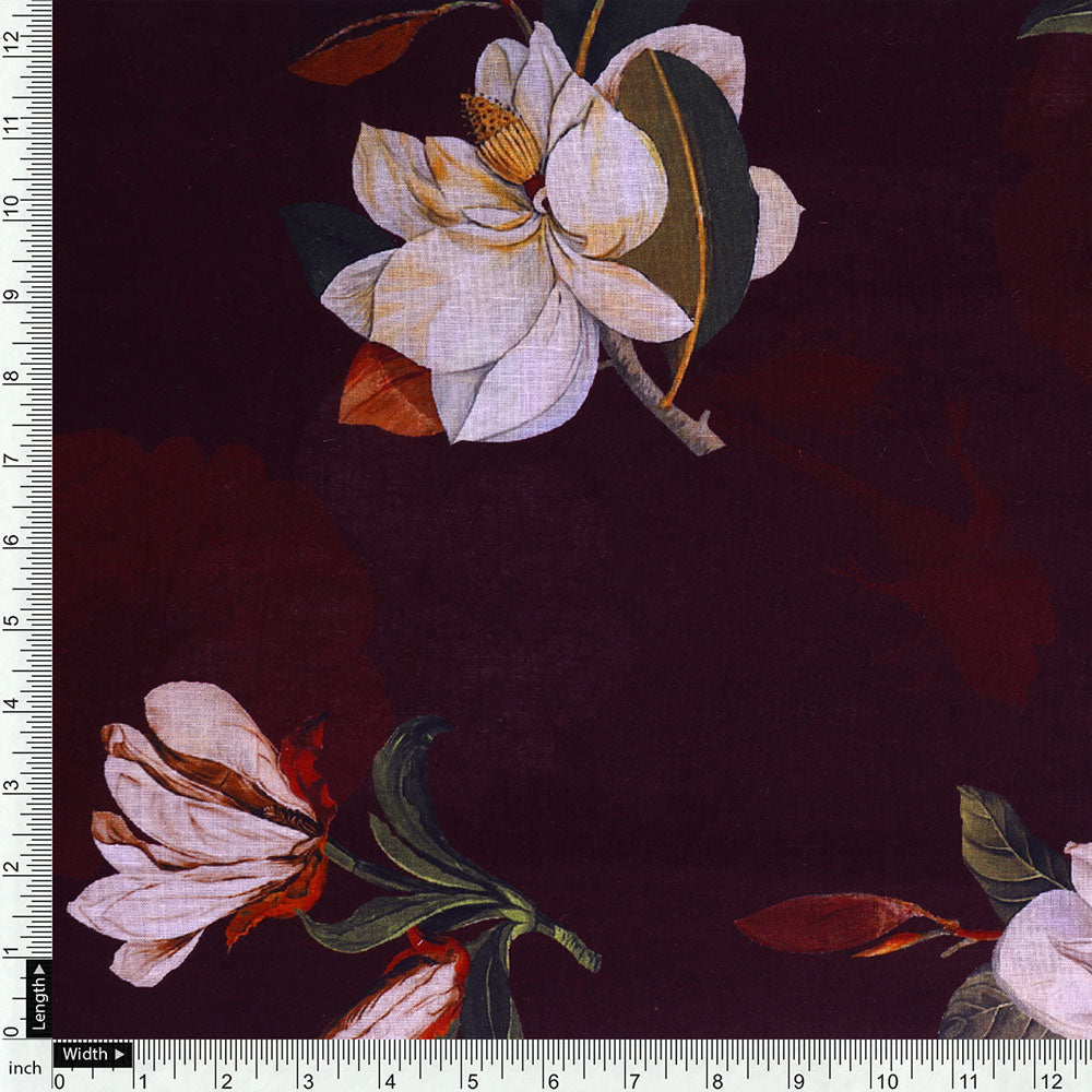 Floral Digital Printed Fabric in Brown - FAB VOGUE Studio