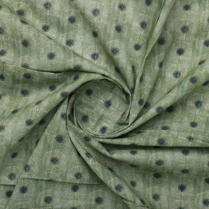 Green Abstract Pure Cotton Printed Fabric Material