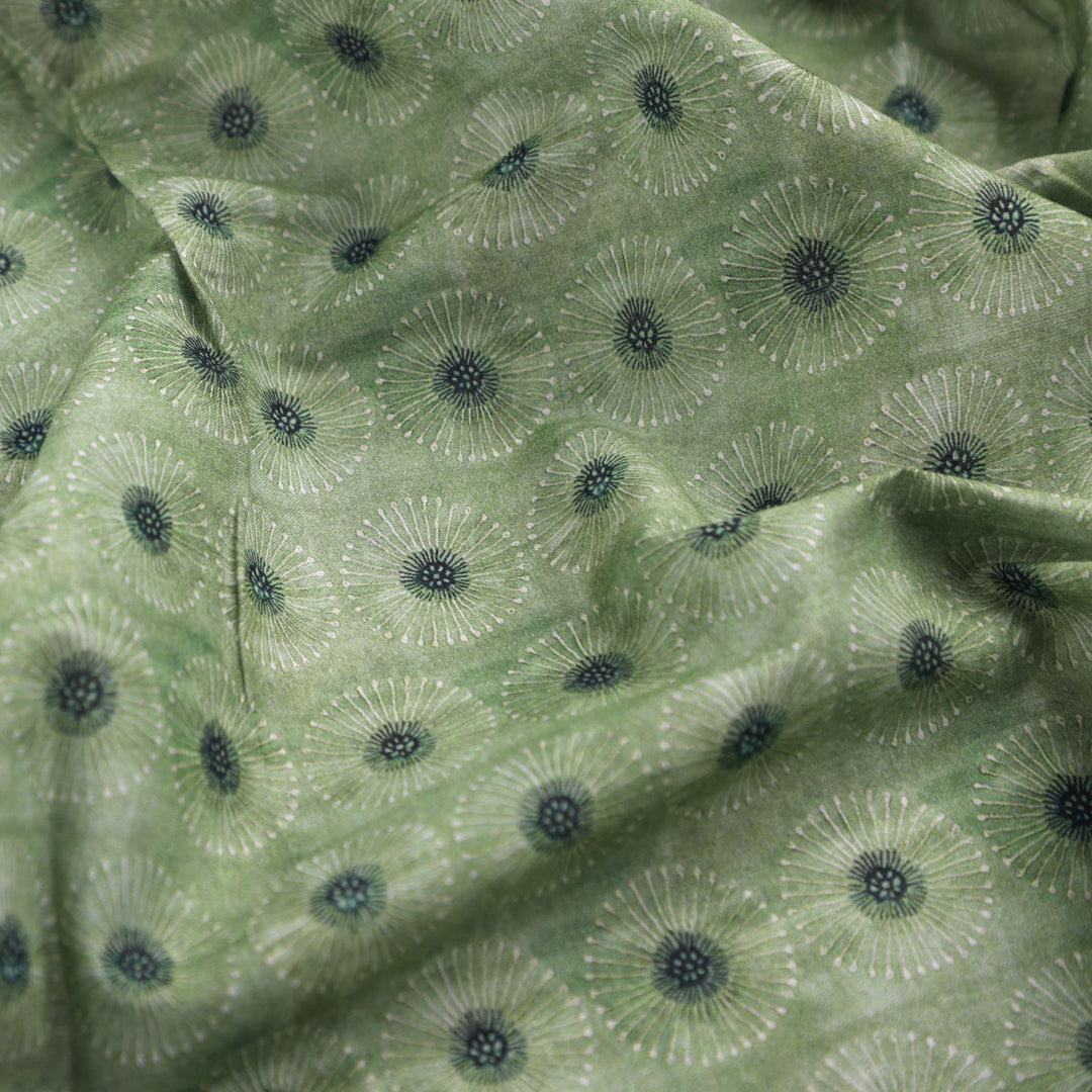 Green Abstract Pure Cotton Printed Fabric Material