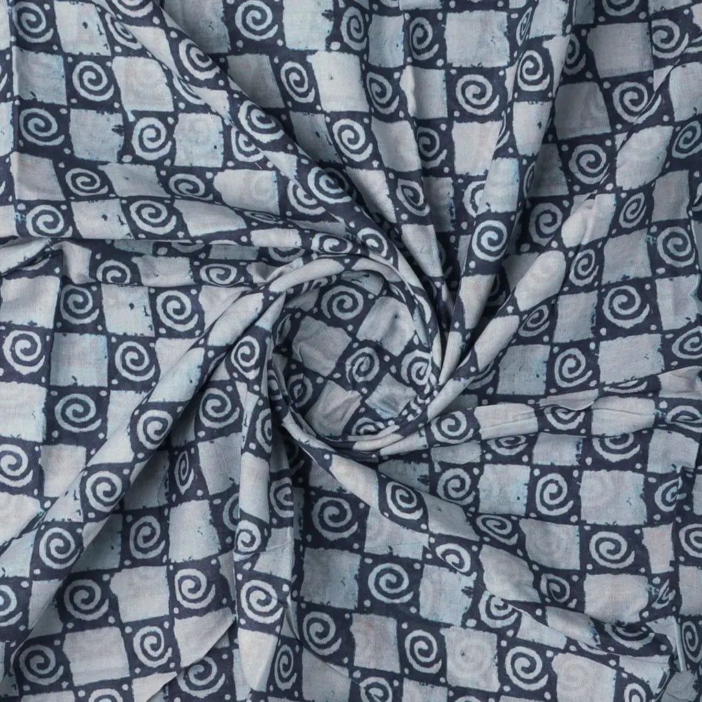 Classic Round With Checks Digital Printed Fabric - Cotton