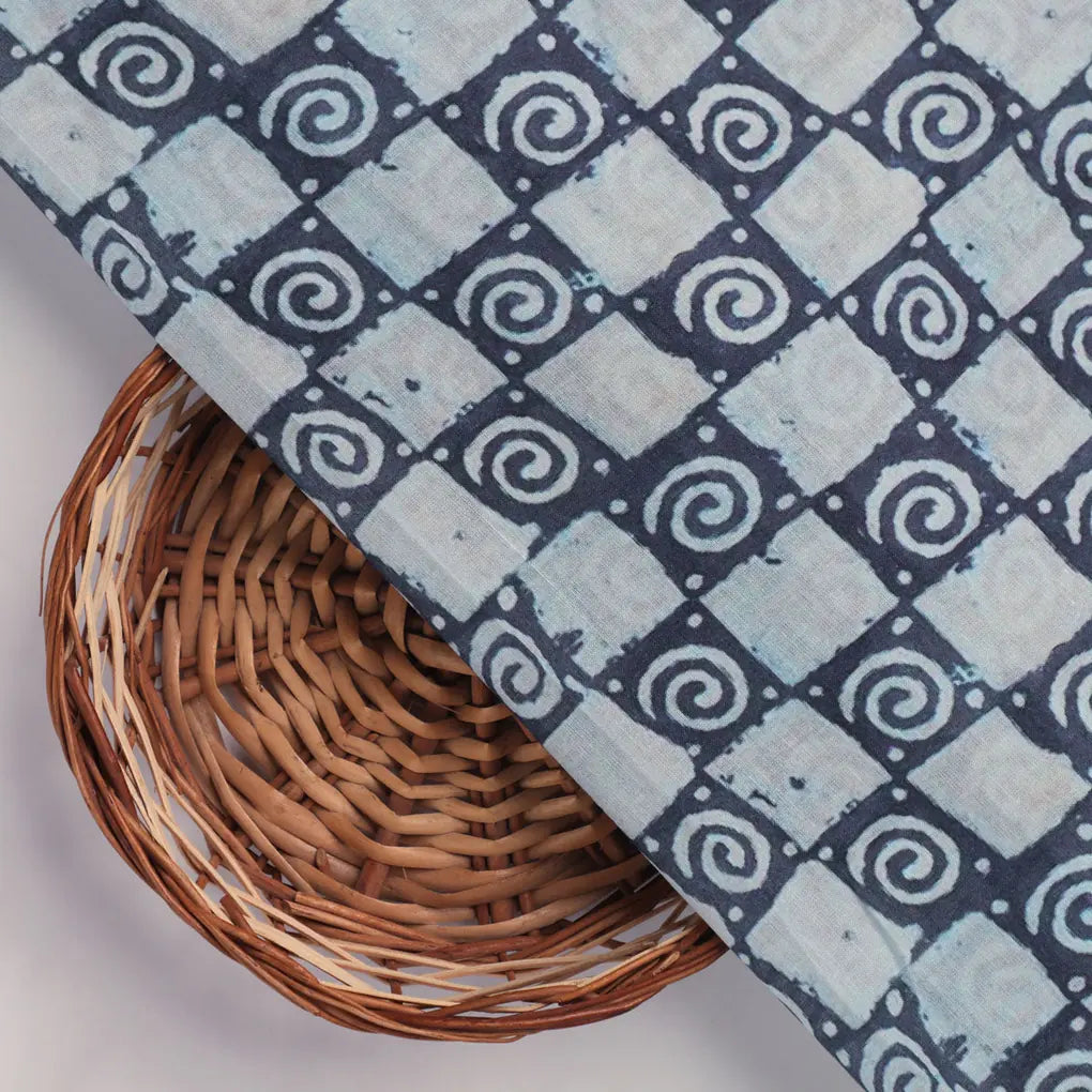 Classic Round With Checks Digital Printed Fabric - Cotton