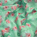 Pink Roses With Pista Background Roses Digital Printed Fabric - Pure Cotton – pco 0 ma08612 108 ccopy