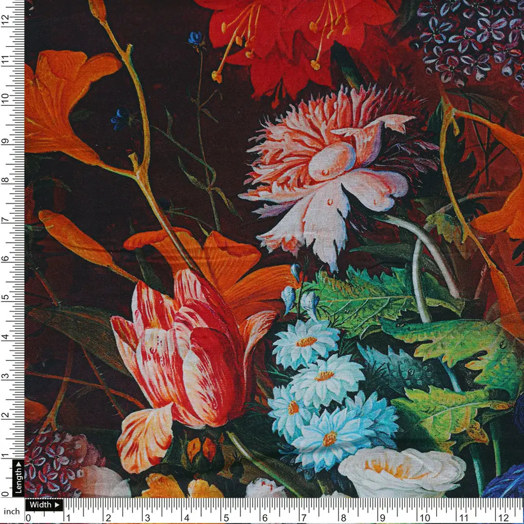 Vitage Flowers Allover Digital Printed Fabric - Pure Cotton – pco 0 ta0025 108 b