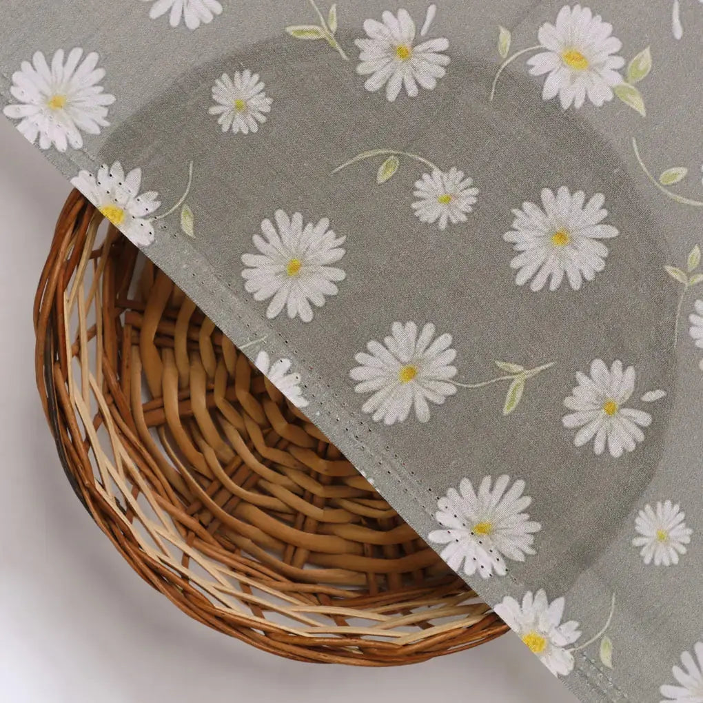 White Aster With Gray Background Digital Printed Fabric - Cotton – pco 0 ta05678 108 dcopy