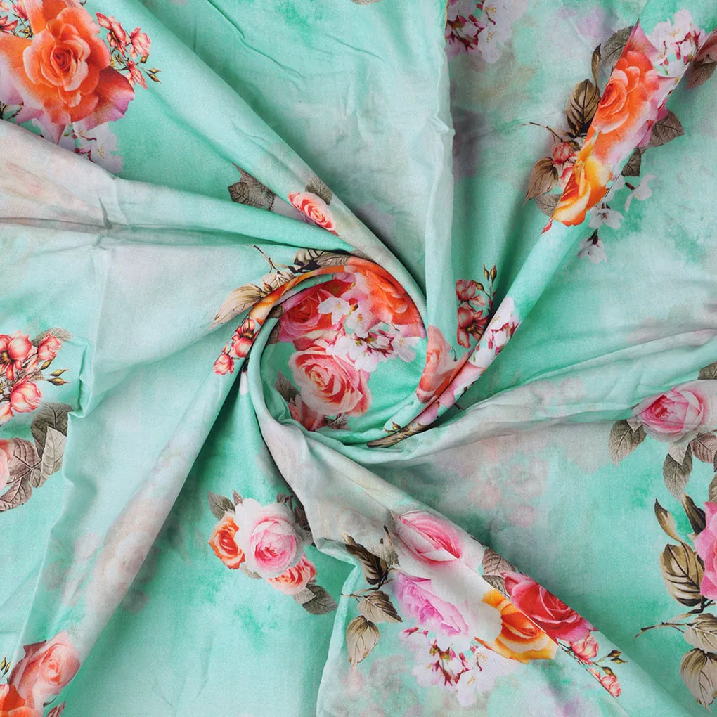 Beautiful Wite Orchid Flower Digital Printed Fabric - Pure Cotton – pco 0 ta07379p1 108 bcopy