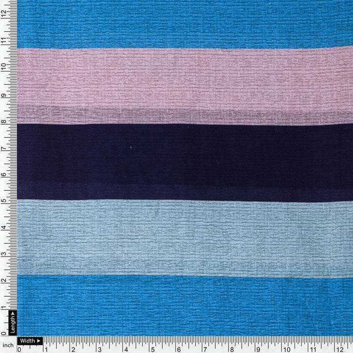 Classy Blue Strips Pure Cotton Digital Printed Fabric