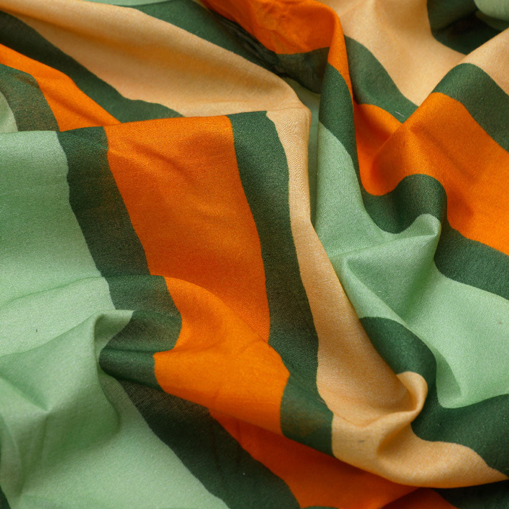 Gorgeous Green and Orange Digital Printed Fabric by FAB VOGUE Studio