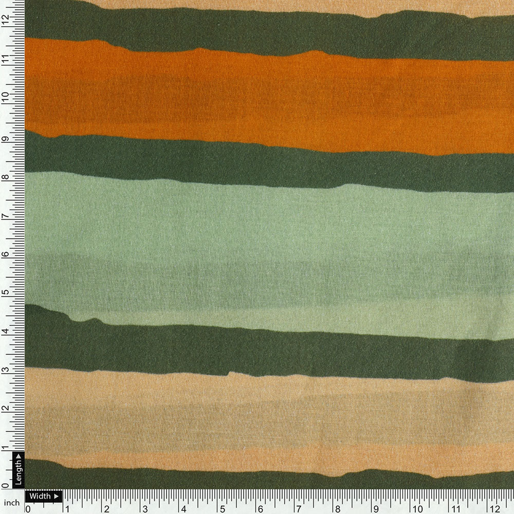 Gorgeous Green and Orange Digital Printed Fabric by FAB VOGUE Studio