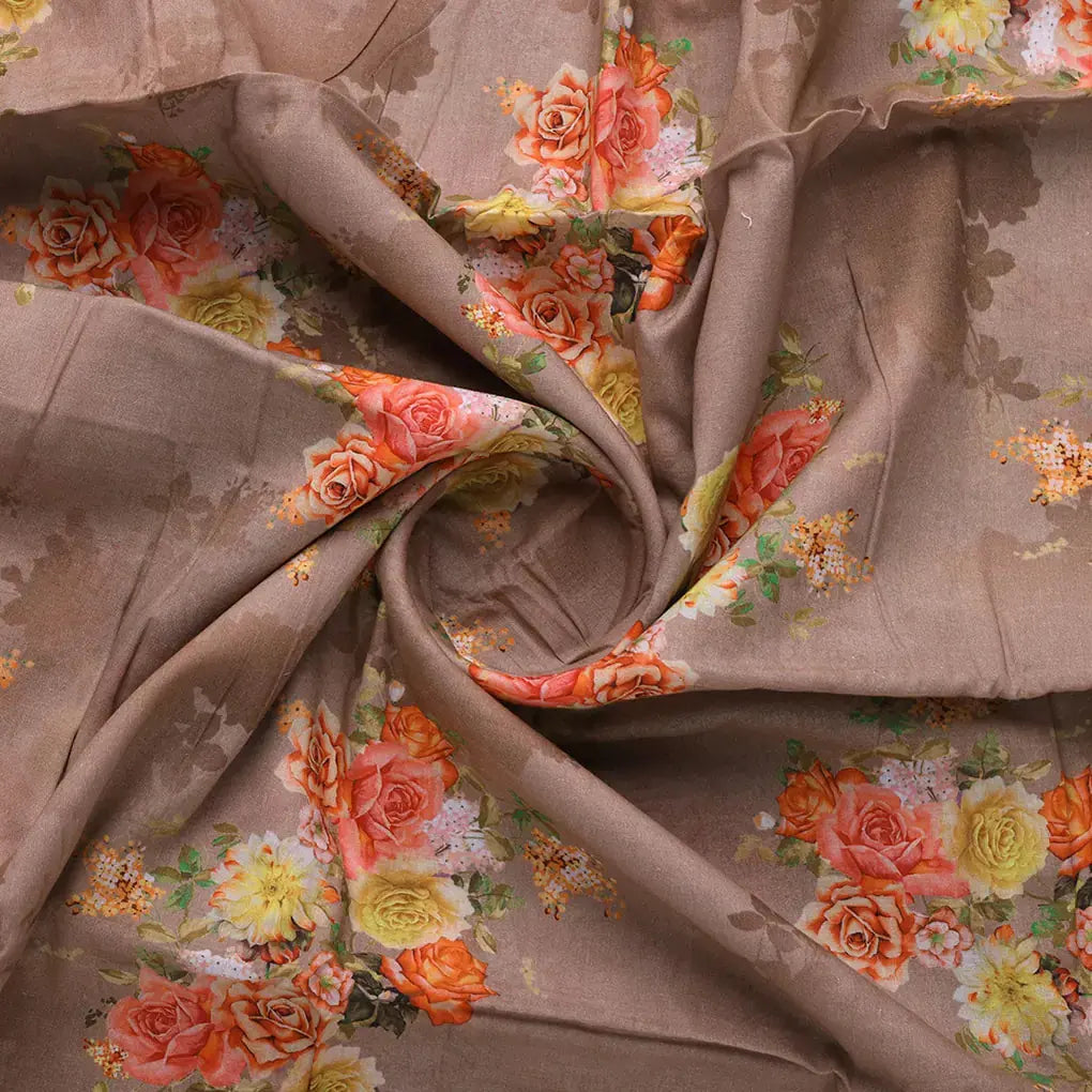 Lovely Yellow Roses With Jasmin Digital Printed Fabric - Cotton – pco 0 ta08280p3 108 bcopy