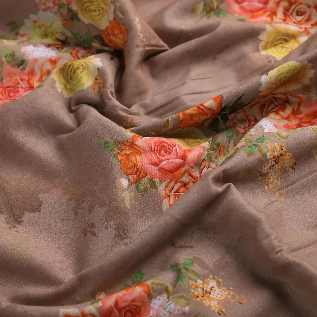 Lovely Yellow Roses With Jasmin Digital Printed Fabric - Cotton – pco 0 ta08280p3 108 ccopy