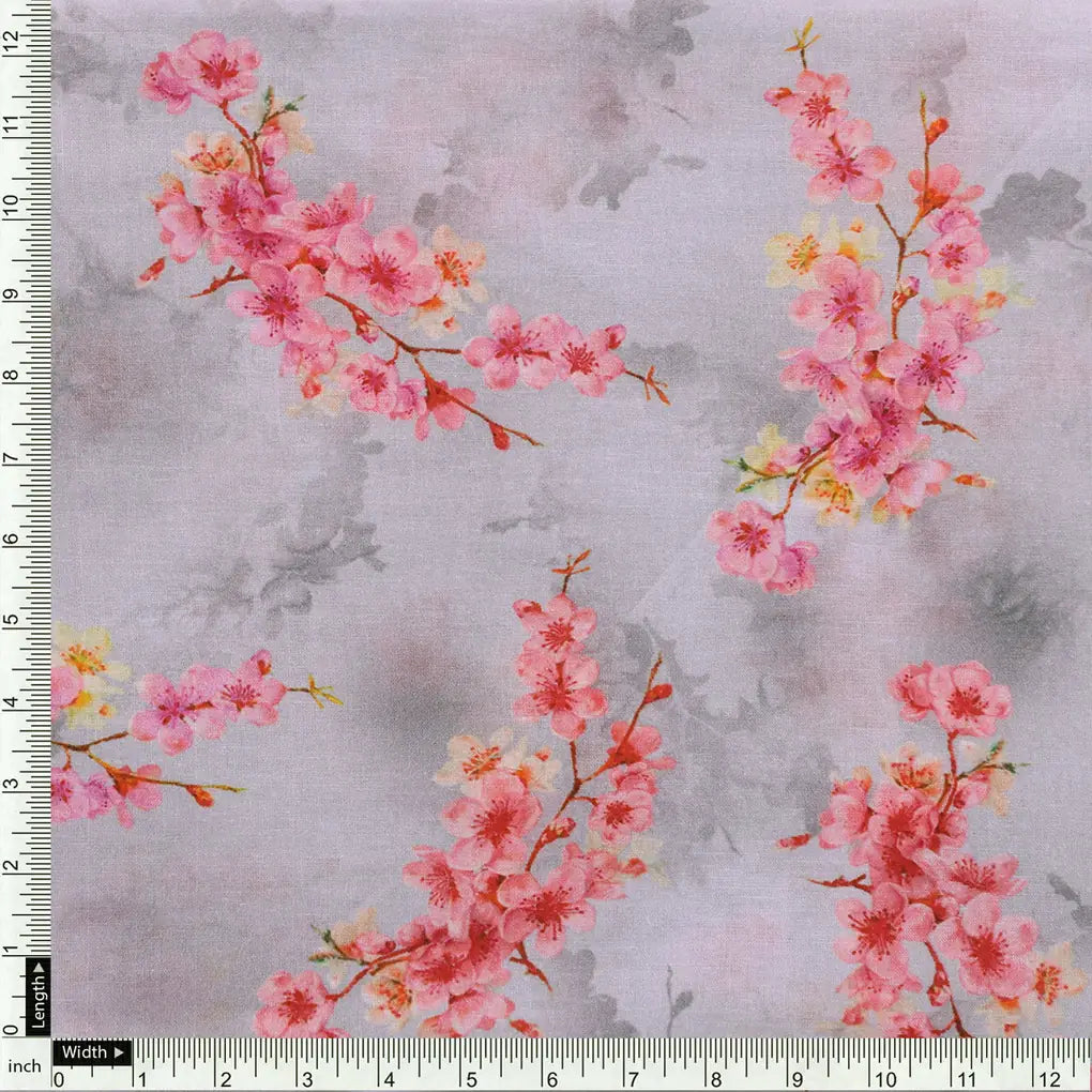 Tiny Pink Violet Floral Flower Digital Printed Fabric - Cotton – pco 0 ta08283p4 108 acopy