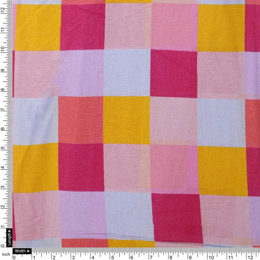Classy digital printed checkered pure cotton fabric by FAB VOGUE Studio – pco 0 ta08371 108 d