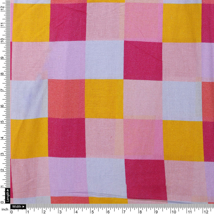 Classy digital printed checkered pure cotton fabric by FAB VOGUE Studio