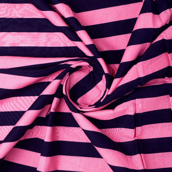 Classy Black and Pink Striped Pure Cotton Digital Printed Fabric – pco 0 ta08373 108 a - alternate view