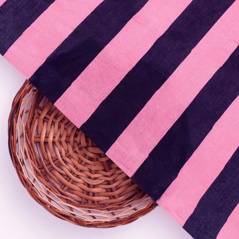 Classy Black and Pink Striped Pure Cotton Digital Printed Fabric – pco 0 ta08373 108 b