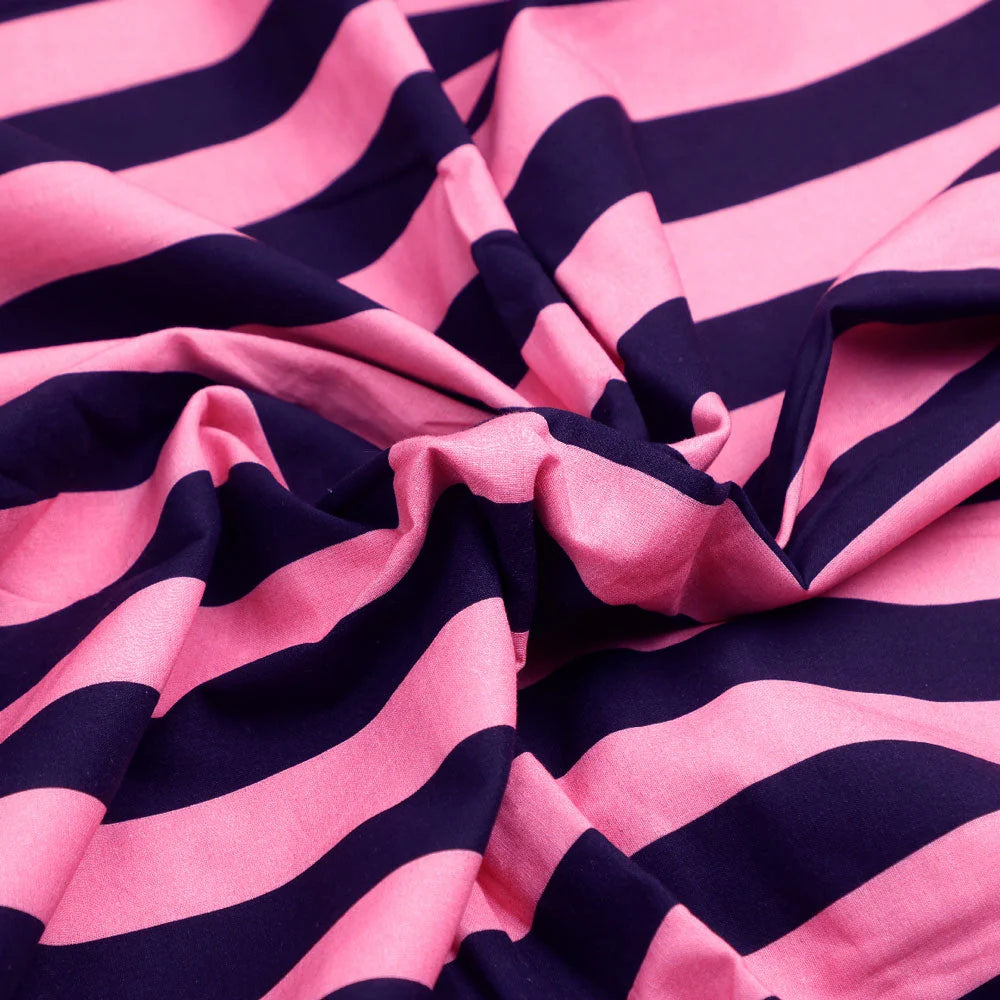 Classy Black and Pink Striped Pure Cotton Digital Printed Fabric – pco 0 ta08373 108 c