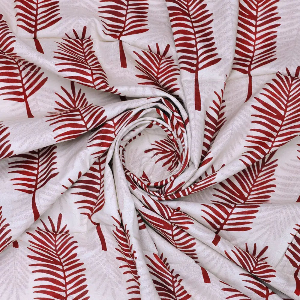 Red Pedate Leafs Digital Printed Fabric - Pure Cotton – pco 0 ta08441 108 a