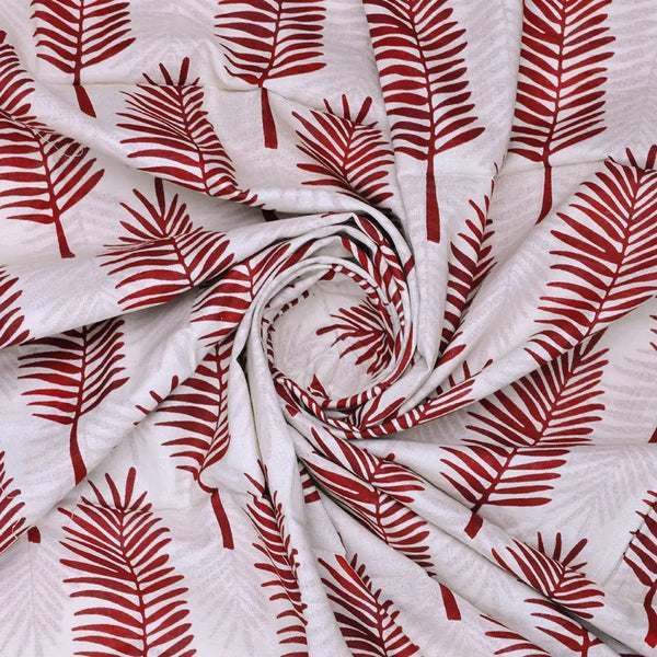 Red Pedate Leafs Digital Printed Fabric - Pure Cotton – pco 0 ta08441 108 a
