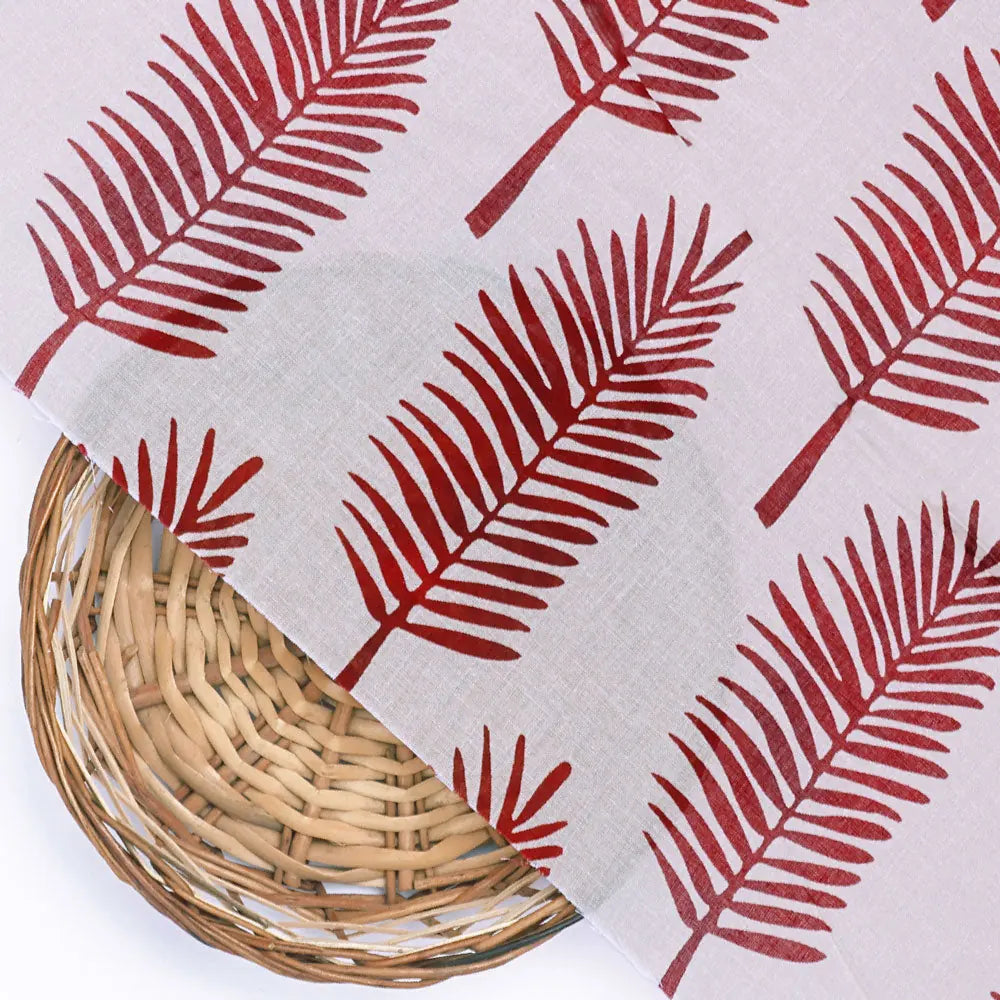 Red Pedate Leafs Digital Printed Fabric - Pure Cotton – pco 0 ta08441 108 b