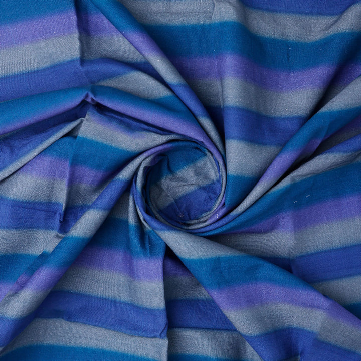 Classy Blue Strips Pure Cotton Digital Printed Fabric