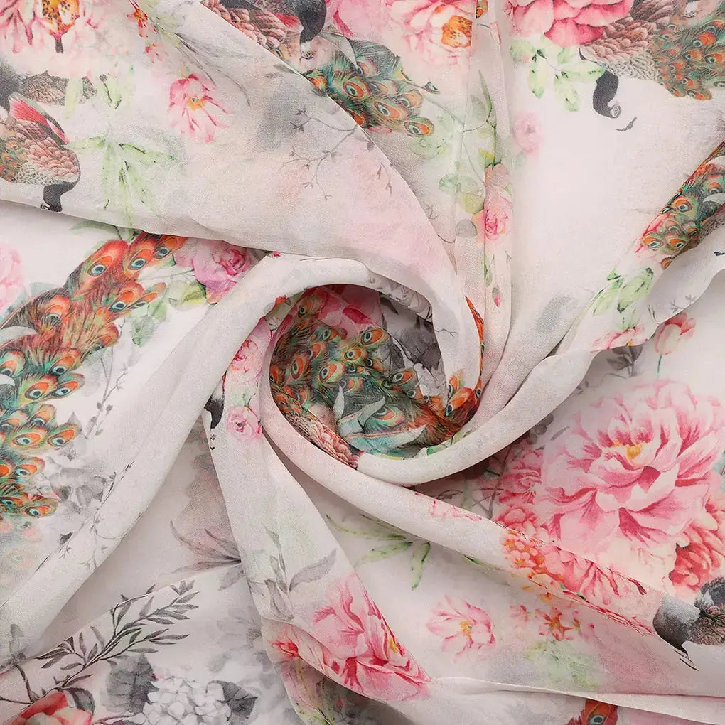 Peacock & Floral Digital Printed Fabric – pg 0 ta06406 110 b